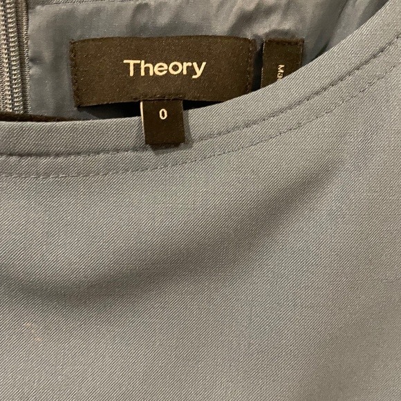 Sleeveless Fitted Dress in Good Wool with Slit, Blue, Size 0 - Picture 4 of 4